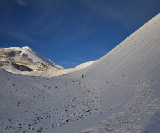 Trek Thorang Phedi -Muktinath (3800m/12468ft) via Thorang La Pass (5416m/17769ft) approx. 13kms: 7 to 8 hours walk (B, L, D)